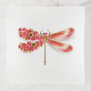 Flower dragonfly with jewelry sakura trinket tray