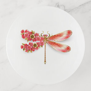 Flower dragonfly with jewelry sakura trinket tray