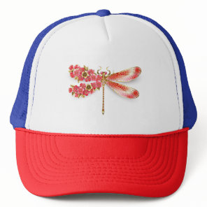 Flower dragonfly with jewelry sakura trucker hat