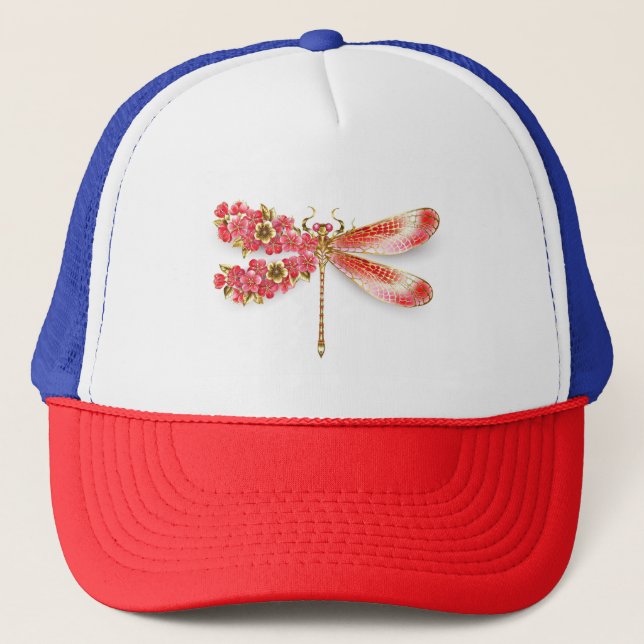 Flower dragonfly with jewelry sakura trucker hat (Front)