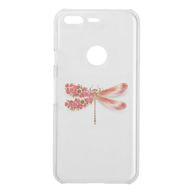 Flower dragonfly with jewelry sakura uncommon google pixel case (Back)