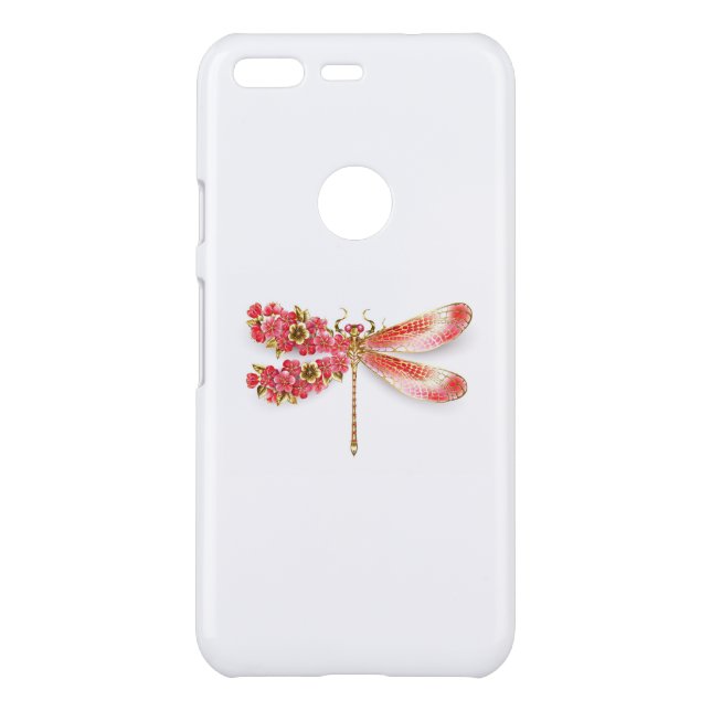 Flower dragonfly with jewelry sakura uncommon google pixel case (Back)