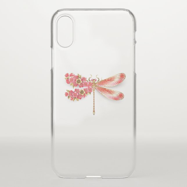Flower dragonfly with jewelry sakura uncommon iPhone case (Back)