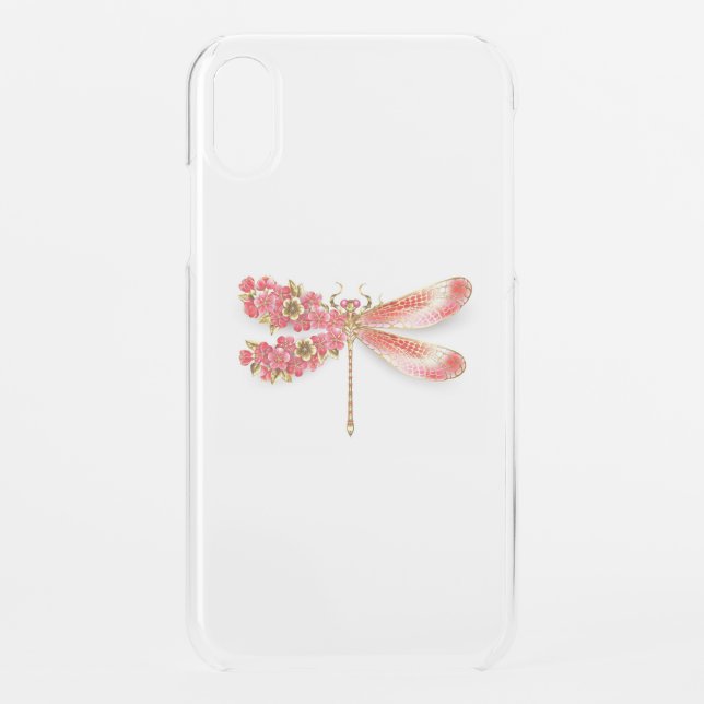 Flower dragonfly with jewelry sakura uncommon iPhone case (Back)