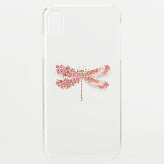 Flower dragonfly with jewelry sakura uncommon iPhone case (Back)