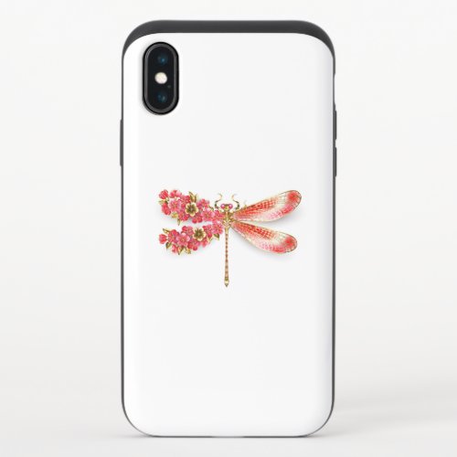 Flower dragonfly with jewelry sakura iPhone XS slider case