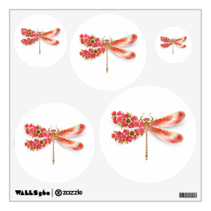 Flower dragonfly with jewelry sakura wall decal