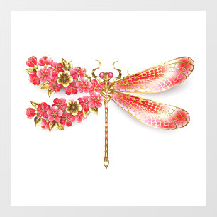 Flower dragonfly with jewelry sakura wall decal 