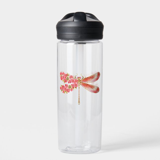 Flower dragonfly with jewelry sakura water bottle (Front)