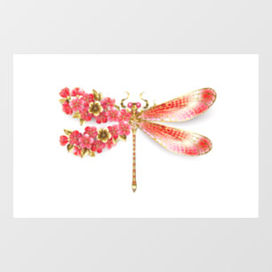 Flower dragonfly with jewelry sakura window cling