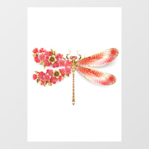 Flower dragonfly with jewelry sakura window cling