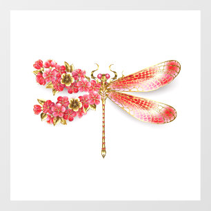 Flower dragonfly with jewelry sakura window cling