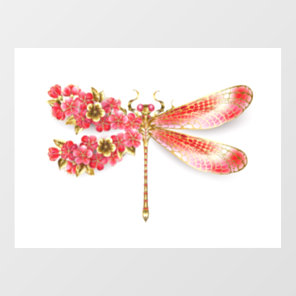 Flower dragonfly with jewelry sakura window cling
