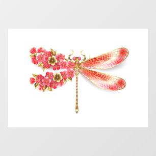 Flower dragonfly with jewelry sakura window cling