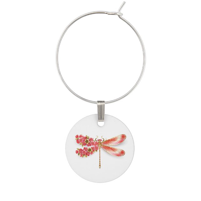 Flower dragonfly with jewelry sakura wine charm (Front)