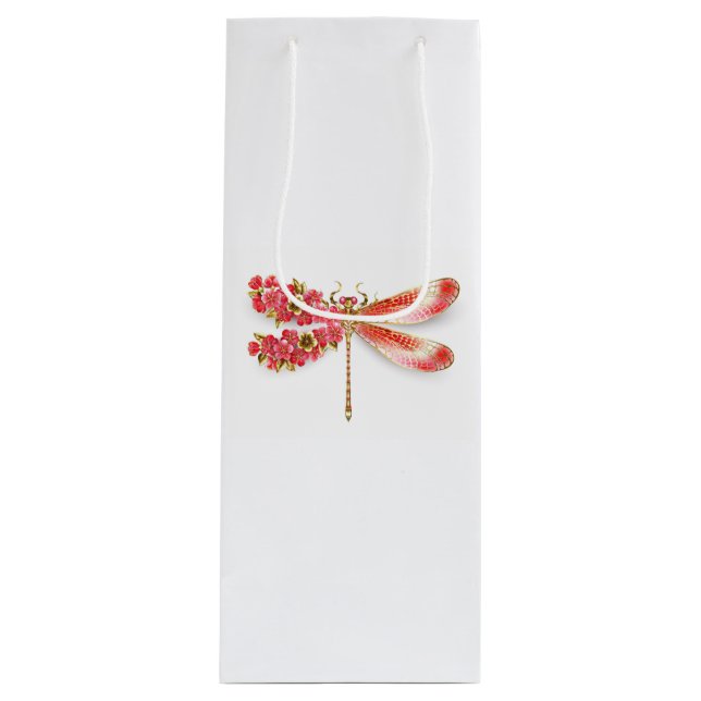 Flower dragonfly with jewelry sakura wine gift bag (Front)