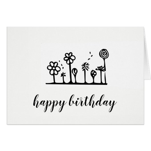 Flower Drawing - Birthday Card - Blank Inside (Front Horizontal)