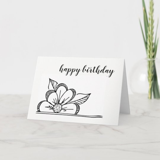 Flower Drawing Birthday Card Blank Inside Zazzle Com