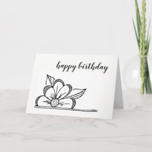 flower birthday card drawing