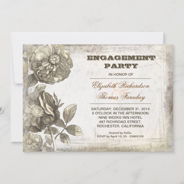 flower drawing engagement party invite (Front)