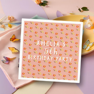 Flower Drawing Pattern Girl Birthday Party Napkins