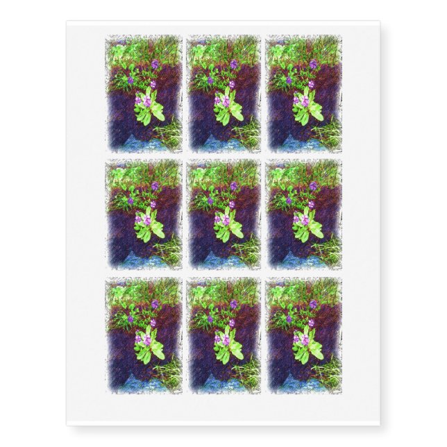 Flower Drawing photo Temporary Tattoos (Front)