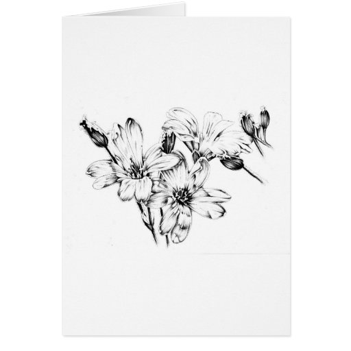 Flower drawing sketch art handmade greeting card | Zazzle