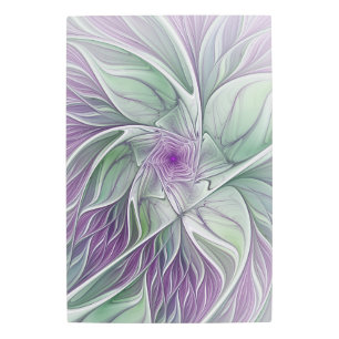 Flower Dream, Abstract Purple Green Fractal Art
