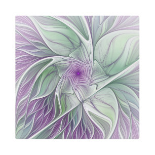 Flower Dream, Abstract Purple Green Fractal Art