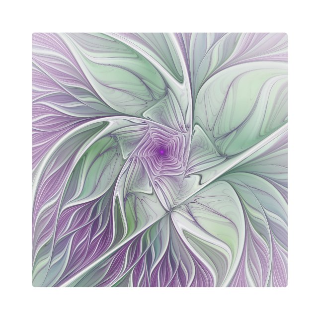 Flower Dream, Abstract Purple Green Fractal Art (Front)
