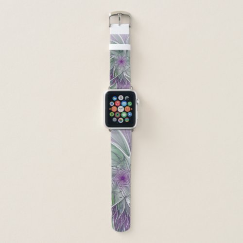 Flower Dream Abstract Purple Green Fractal Art Apple Watch Band