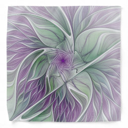 Flower Dream, Abstract Purple Green Fractal Art Bandana