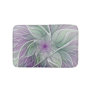 Flower Dream, Abstract Purple Green Fractal Art Bath Mat