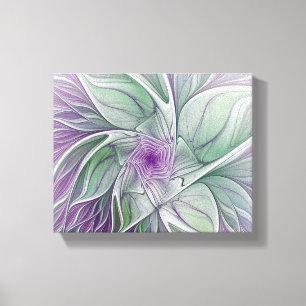 Flower Dream, Abstract Purple Green Fractal Art Canvas Print