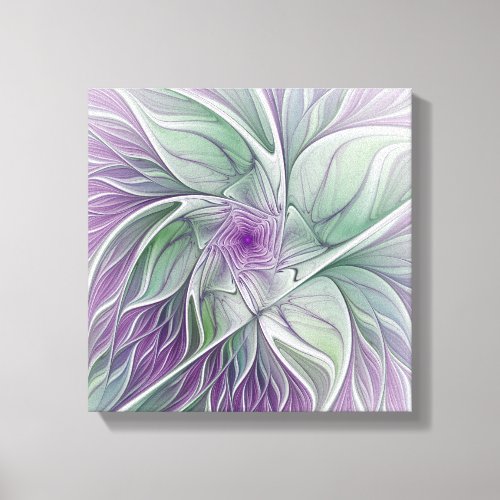 Flower Dream Abstract Purple Green Fractal Art Canvas Print