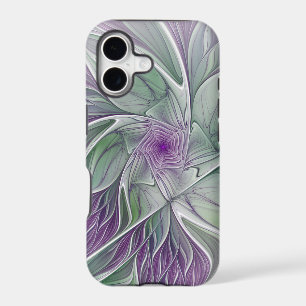 Flower Dream, Abstract Purple Green Fractal Art iPhone 17 Case