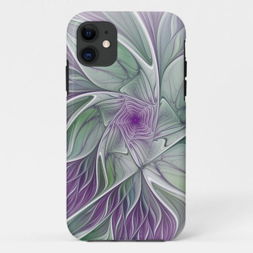 Flower Dream Abstract Purple Green Fractal Art iPhone 11 Case