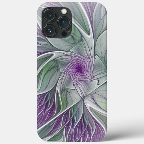 Flower Dream Abstract Purple Green Fractal Art iPhone 13 Pro Max Case