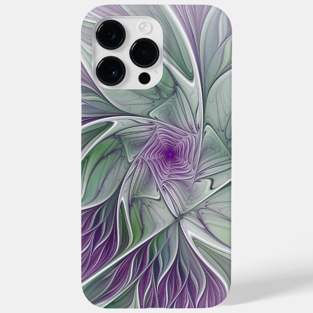 Flower Dream, Abstract Purple Green Fractal Art Case-Mate iPhone Case (Back)