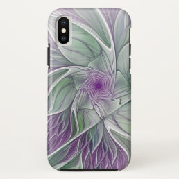 Flower Dream, Abstract Purple Green Fractal Art iPhone XS Case