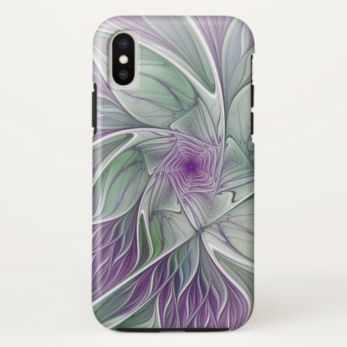 Flower Dream Abstract Purple Green Fractal Art iPhone XS Case