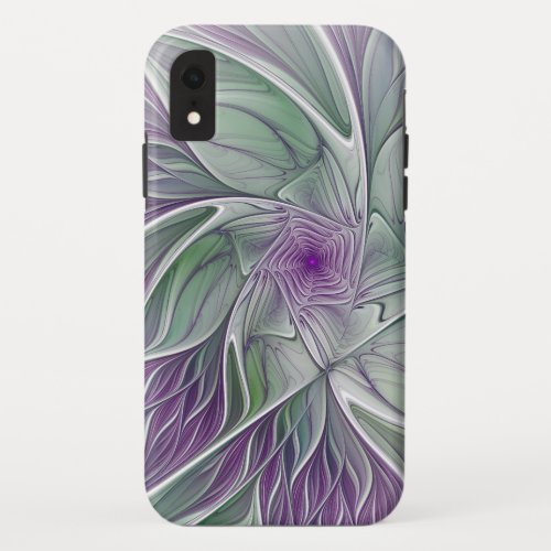 Flower Dream Abstract Purple Green Fractal Art iPhone XR Case