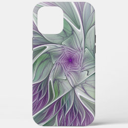 Flower Dream, Abstract Purple Green Fractal Art iPhone 12 Pro Max Case