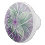 Flower Dream, Abstract Purple Green Fractal Art Ceramic Knob
