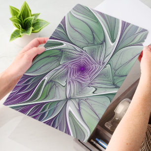 Flower Dream, Abstract Purple Green Fractal Art Envelope Mailers