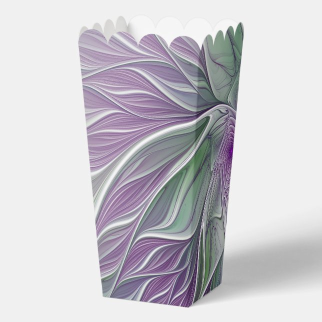 Flower Dream, Abstract Purple Green Fractal Art Favor Boxes (Back)