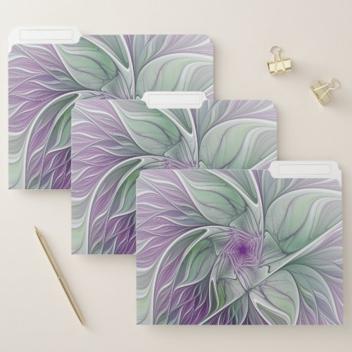 Flower Dream Abstract Purple Green Fractal Art File Folder
