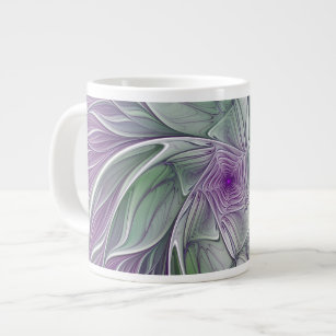 Flower Dream, Abstract Purple Green Fractal Art Giant Coffee Mug