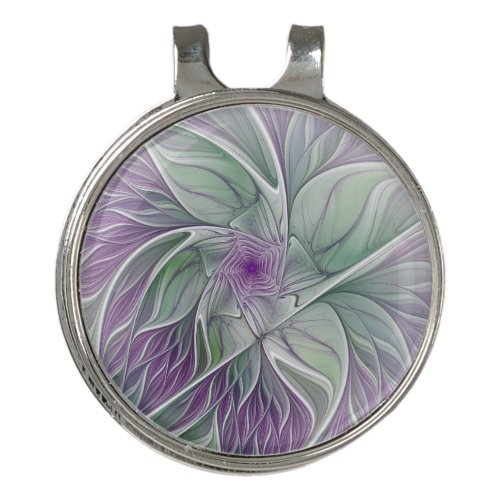 Flower Dream Abstract Purple Green Fractal Art Golf Hat Clip