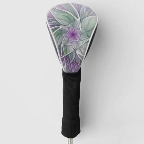 Flower Dream Abstract Purple Green Fractal Art Golf Head Cover